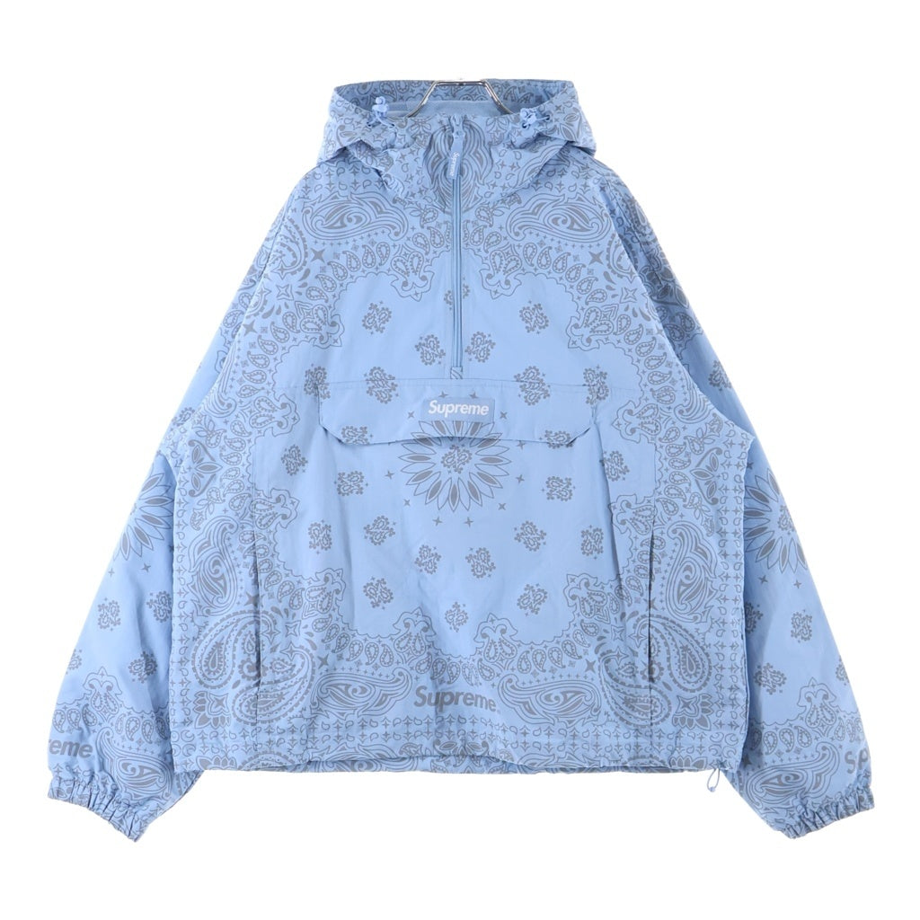 SUPREME(シュプリーム) 26SS Reflective Bandana Anorak リフレクティブバンダナアノラック ハーフジップ フーデッドナイロンジャケット ブルー