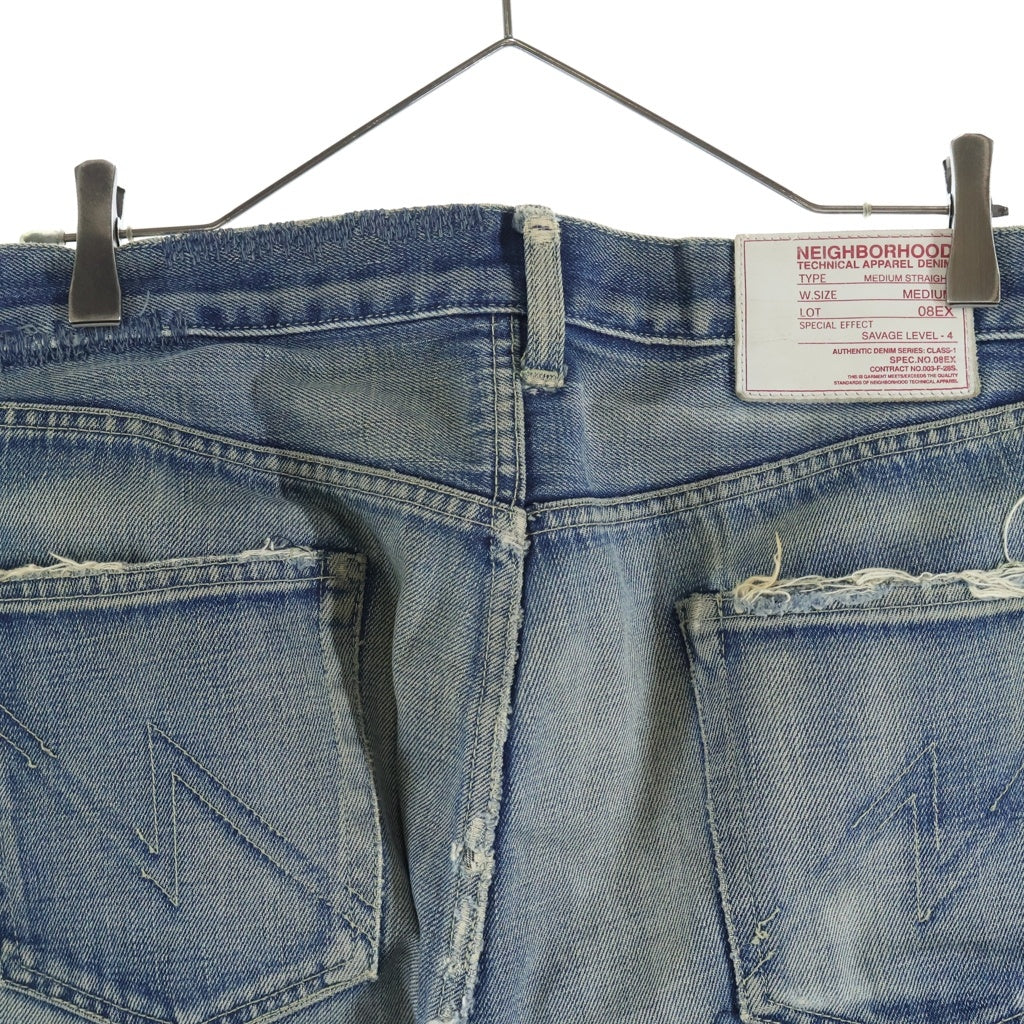 NEIGHBORHOOD(ネイバーフッド) 08AW ARCHIVE GRID SAVAGE DENIM PANTS アーカイブ グリッドサベージ ステッチデザイン ジップフライデニムパンツ インディゴ DCNH-PT-M11