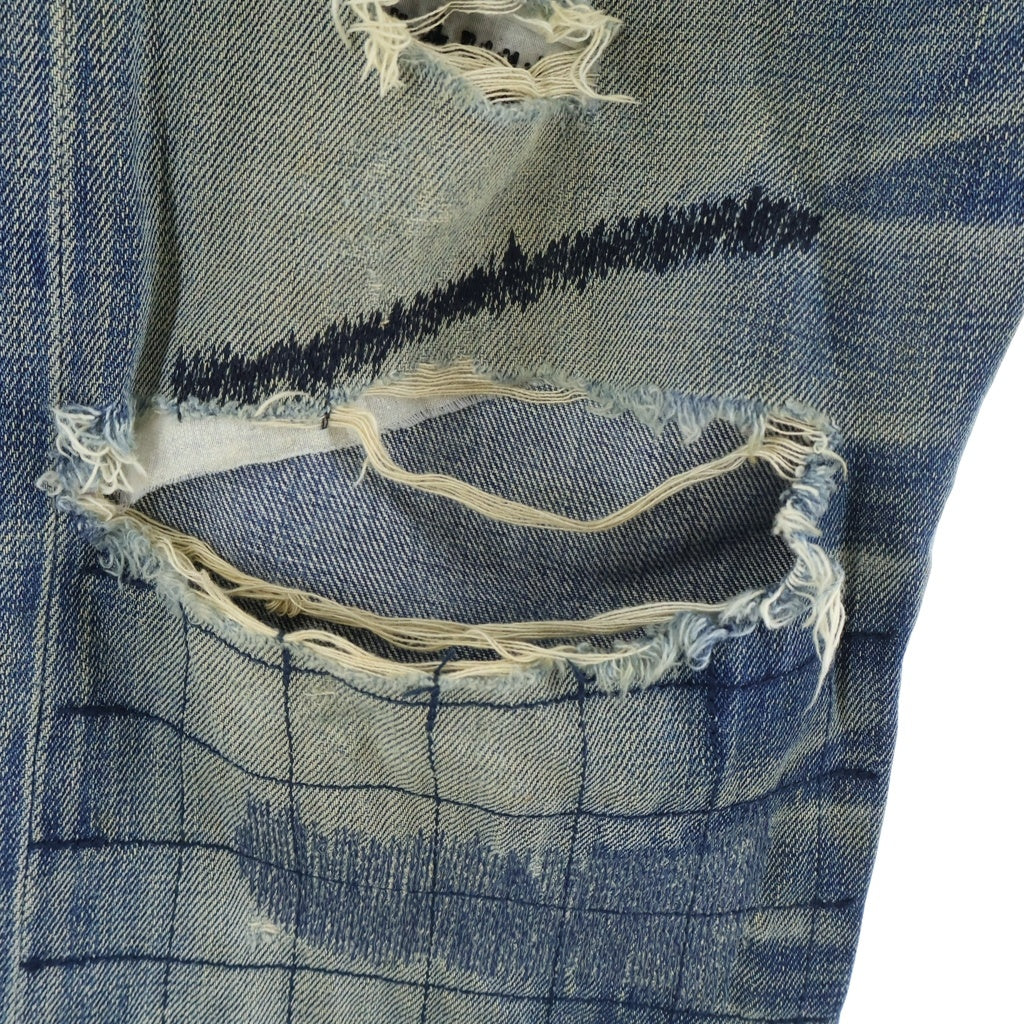 NEIGHBORHOOD(ネイバーフッド) 08AW ARCHIVE GRID SAVAGE DENIM PANTS アーカイブ グリッドサベージ ステッチデザイン ジップフライデニムパンツ インディゴ DCNH-PT-M11