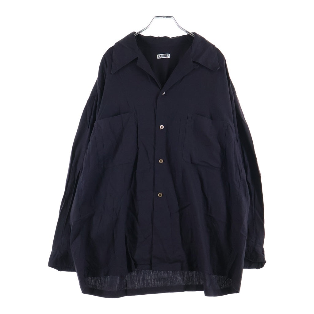 RAKINES(ラキネス) 25SS RAYON LINEN OXFORD-DANNY レーヨン リネン混 オックスフォード ダニー長袖シャツ ブラック 13S25HN288S