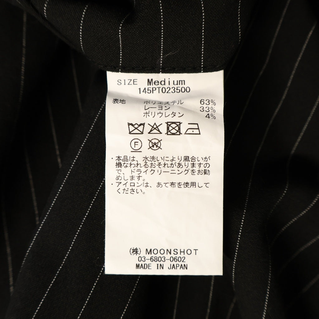 KUON(クオン) 25AW 3/4 HAKAMA TROUSERS ハカマ ストライプ柄 ツータック ジップフライ ハーフトラウザーズ スラックス ブラック 145PT023500