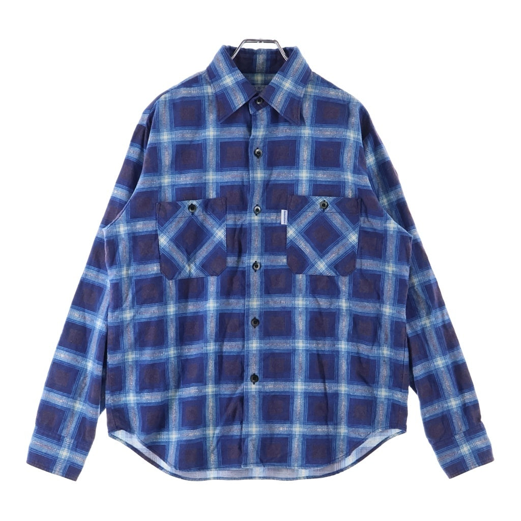 SUBCULTURE(サブカルチャー) 25AW COTTON CHECK SHIRT オンブレチェックプリント コットン 長袖シャツ ブルー SCTP-A2503