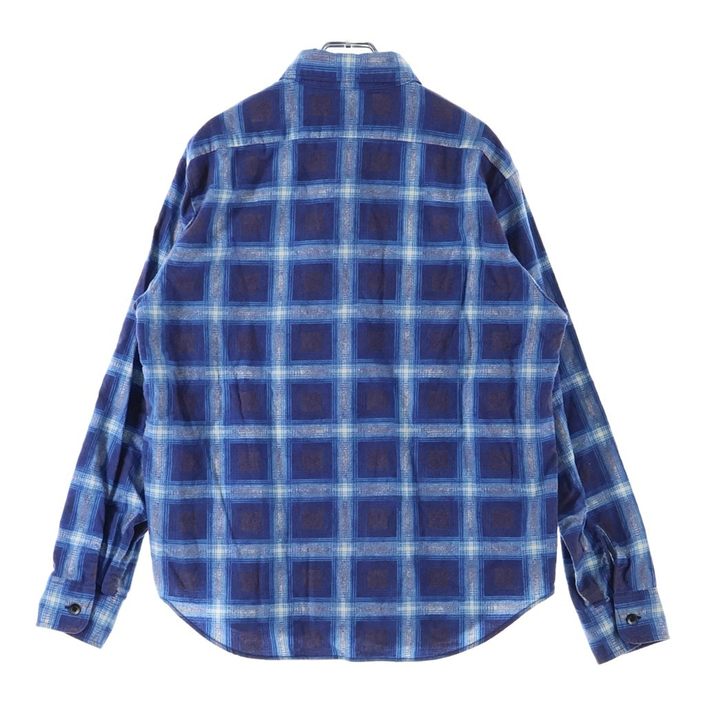 SUBCULTURE(サブカルチャー) 25AW COTTON CHECK SHIRT オンブレチェックプリント コットン 長袖シャツ ブルー SCTP-A2503