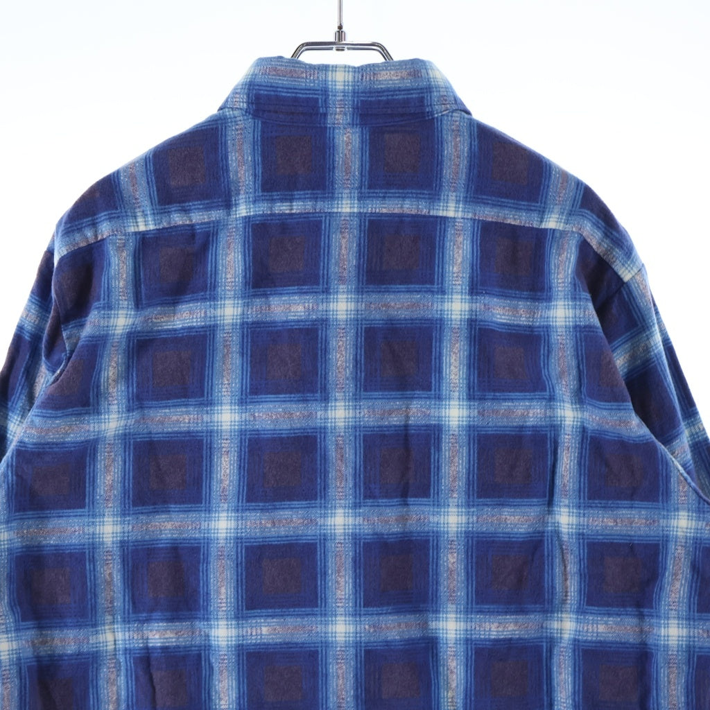 SUBCULTURE(サブカルチャー) 25AW COTTON CHECK SHIRT オンブレチェックプリント コットン 長袖シャツ ブルー SCTP-A2503