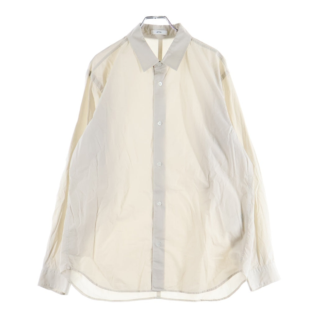 ATON(エイトン) SHRINK COTTON LAWN OVERSIZED SHIRT シュリンク コットン ローン オーバーサイズ 長袖シャツ ベージュ BL-AGLM0401