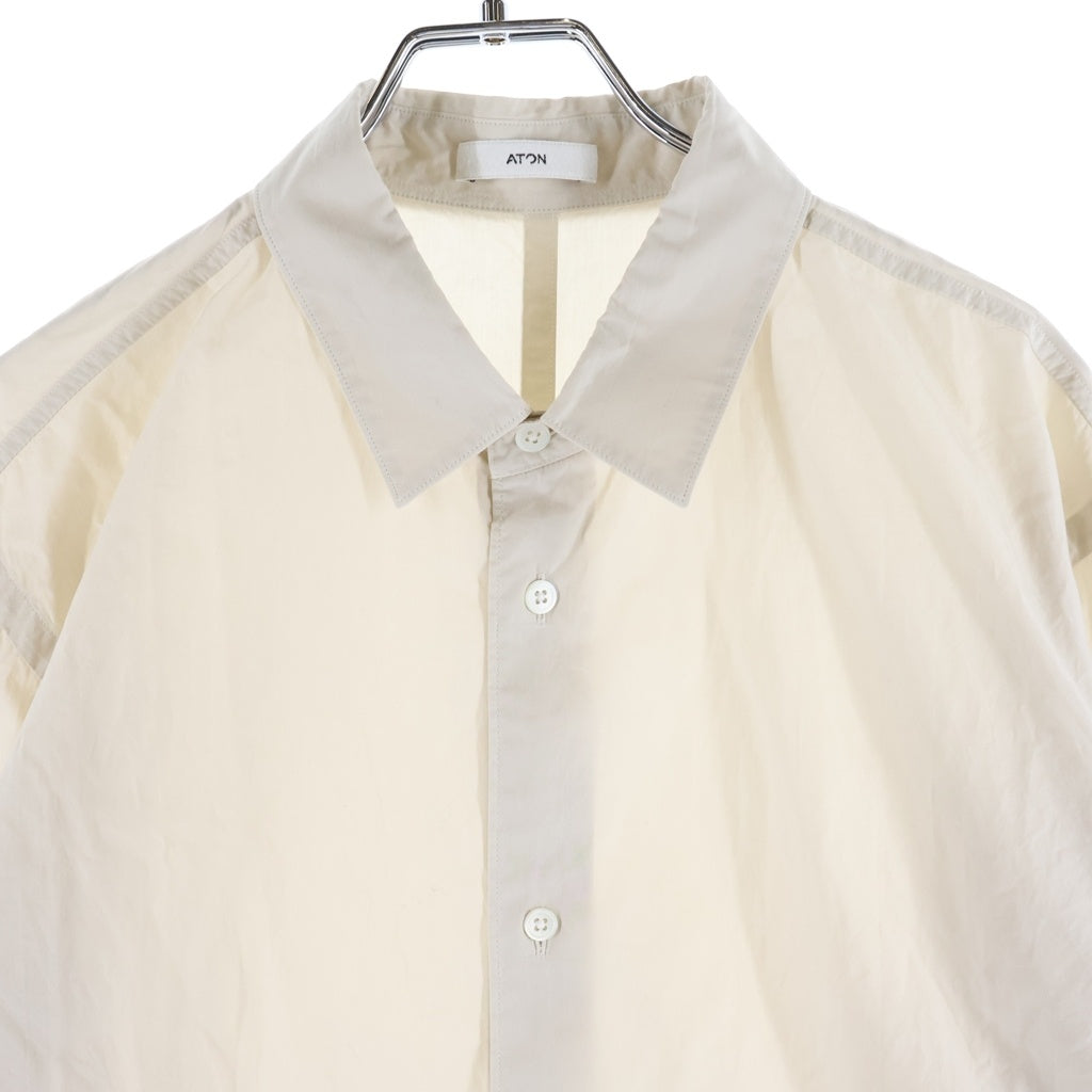 ATON(エイトン) SHRINK COTTON LAWN OVERSIZED SHIRT シュリンク コットン ローン オーバーサイズ 長袖シャツ ベージュ BL-AGLM0401