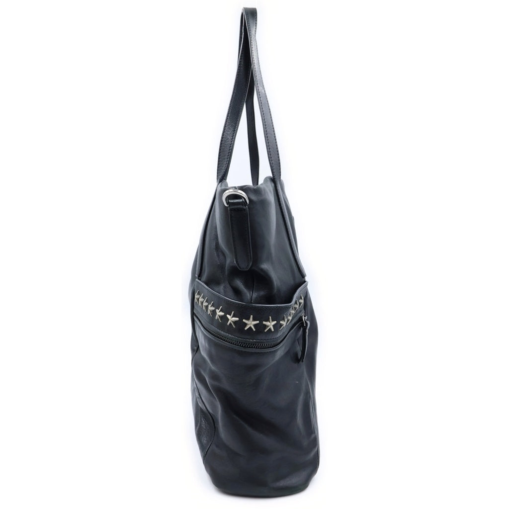 JIMMY CHOO(ジミーチュウ) BALFOUR バルフォア 2WAY ロゴ スタースタッズ レザー トートバッグ ショルダーバッグ ブラック