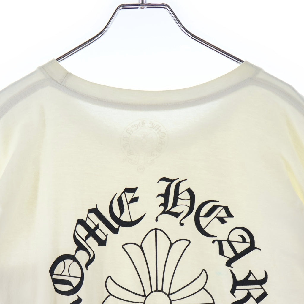 CHROME HEARTS(クロムハーツ) BACK CH CROSS NECK PRINT S/S TEE バックCHクロス ネックロゴプリント ポケット クルーネック 半袖Tシャツ カットソー ホワイト