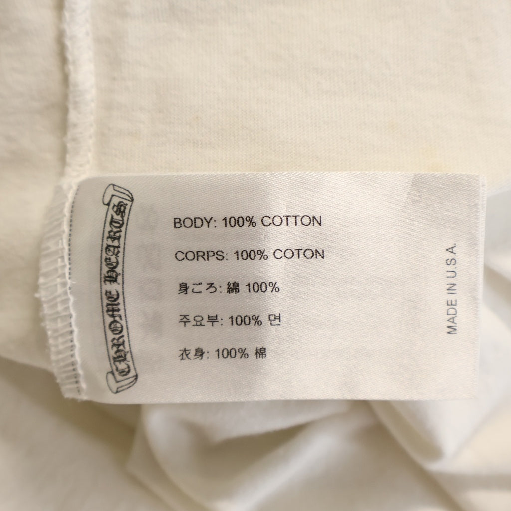CHROME HEARTS(クロムハーツ) BACK CH CROSS NECK PRINT S/S TEE バックCHクロス ネックロゴプリント ポケット クルーネック 半袖Tシャツ カットソー ホワイト