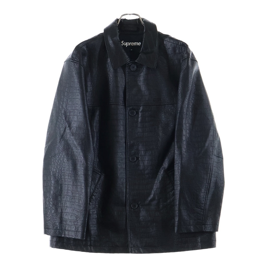 SUPREME(シュプリーム) 22SS Faux Croc Car Coat フェイククロコ 型押し カーコート ジャケット ブラック