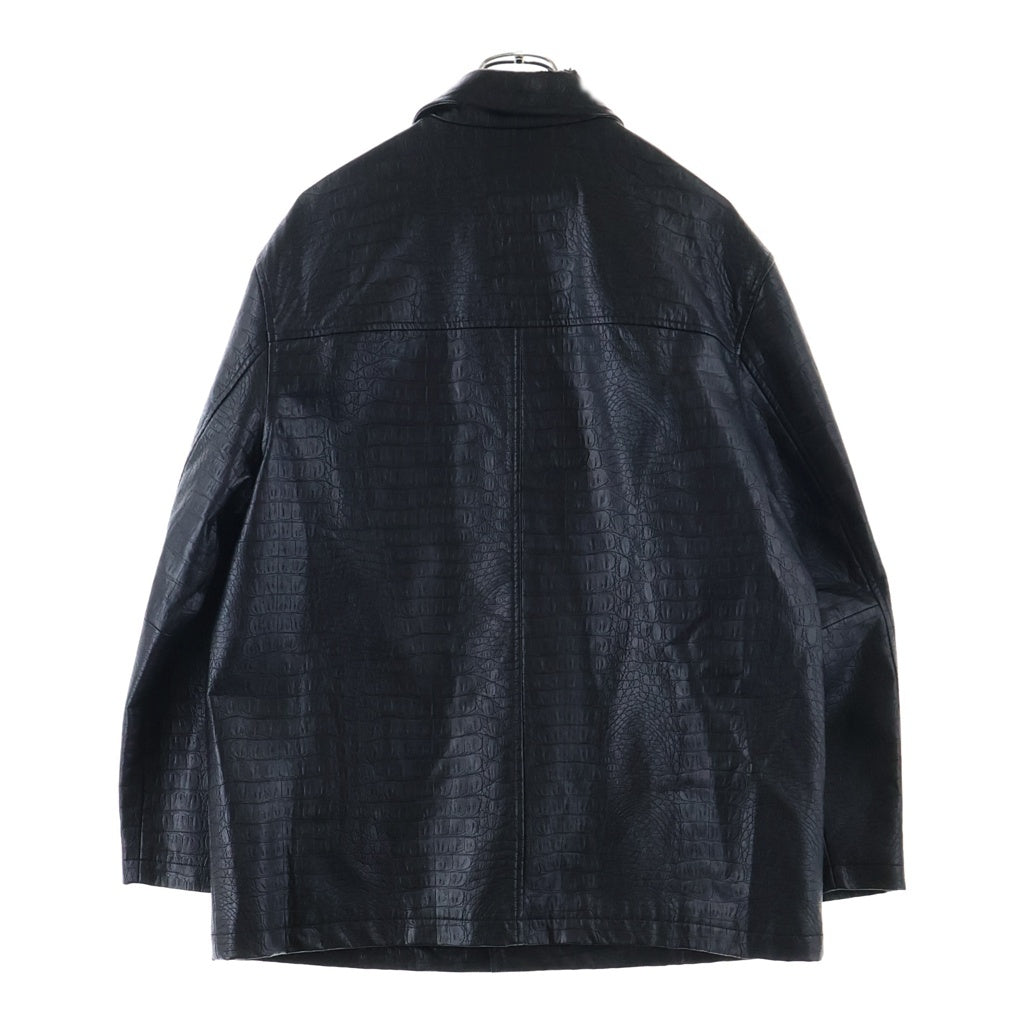 SUPREME(シュプリーム) 22SS Faux Croc Car Coat フェイククロコ 型押し カーコート ジャケット ブラック