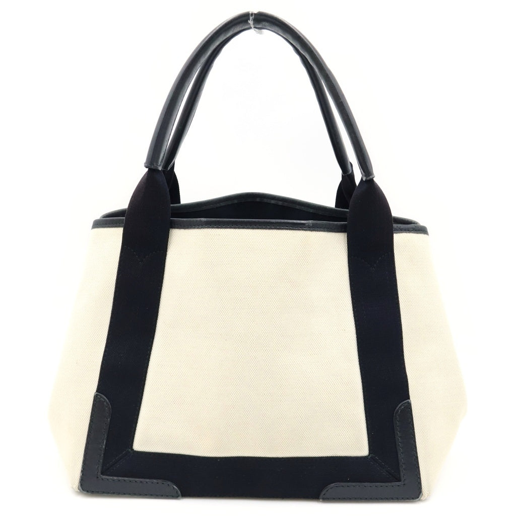 BALENCIAGA(バレンシアガ) NAVY CABAS ネイビーカバス レザー キャンバス ハンドバッグ トートバッグ ホワイト 339933 レディース