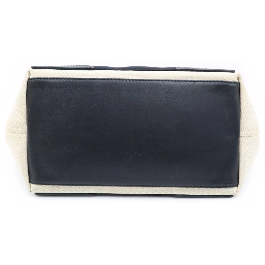 BALENCIAGA(バレンシアガ) NAVY CABAS ネイビーカバス レザー キャンバス ハンドバッグ トートバッグ ホワイト 339933 レディース