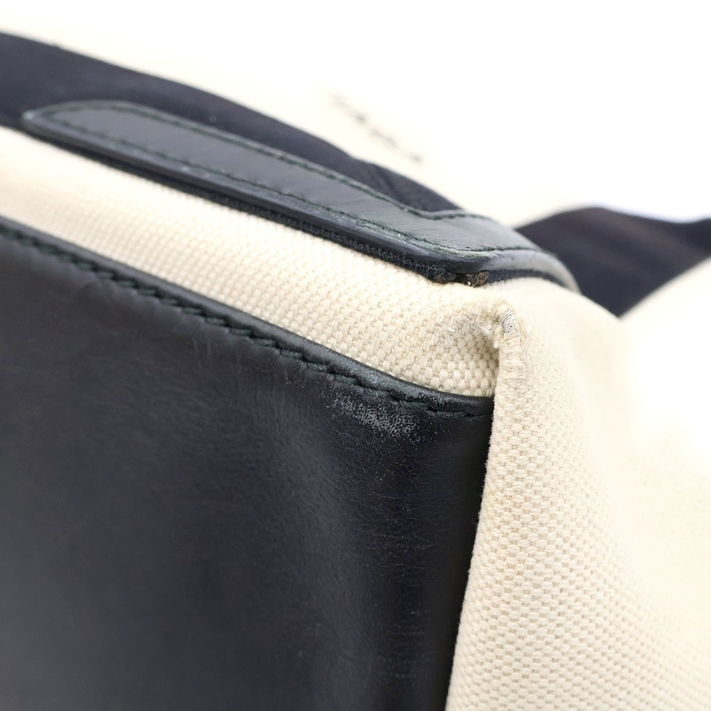 BALENCIAGA(バレンシアガ) NAVY CABAS ネイビーカバス レザー キャンバス ハンドバッグ トートバッグ ホワイト 339933 レディース