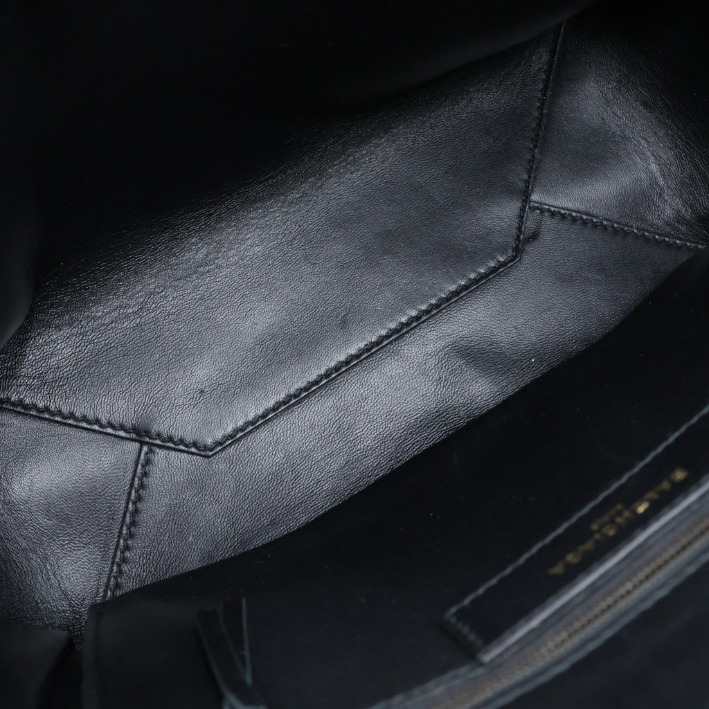 BALENCIAGA(バレンシアガ) ペーパー ミニ ファー 2WAYハンドバッグ ショルダーバッグ ブラック 410238 レディース