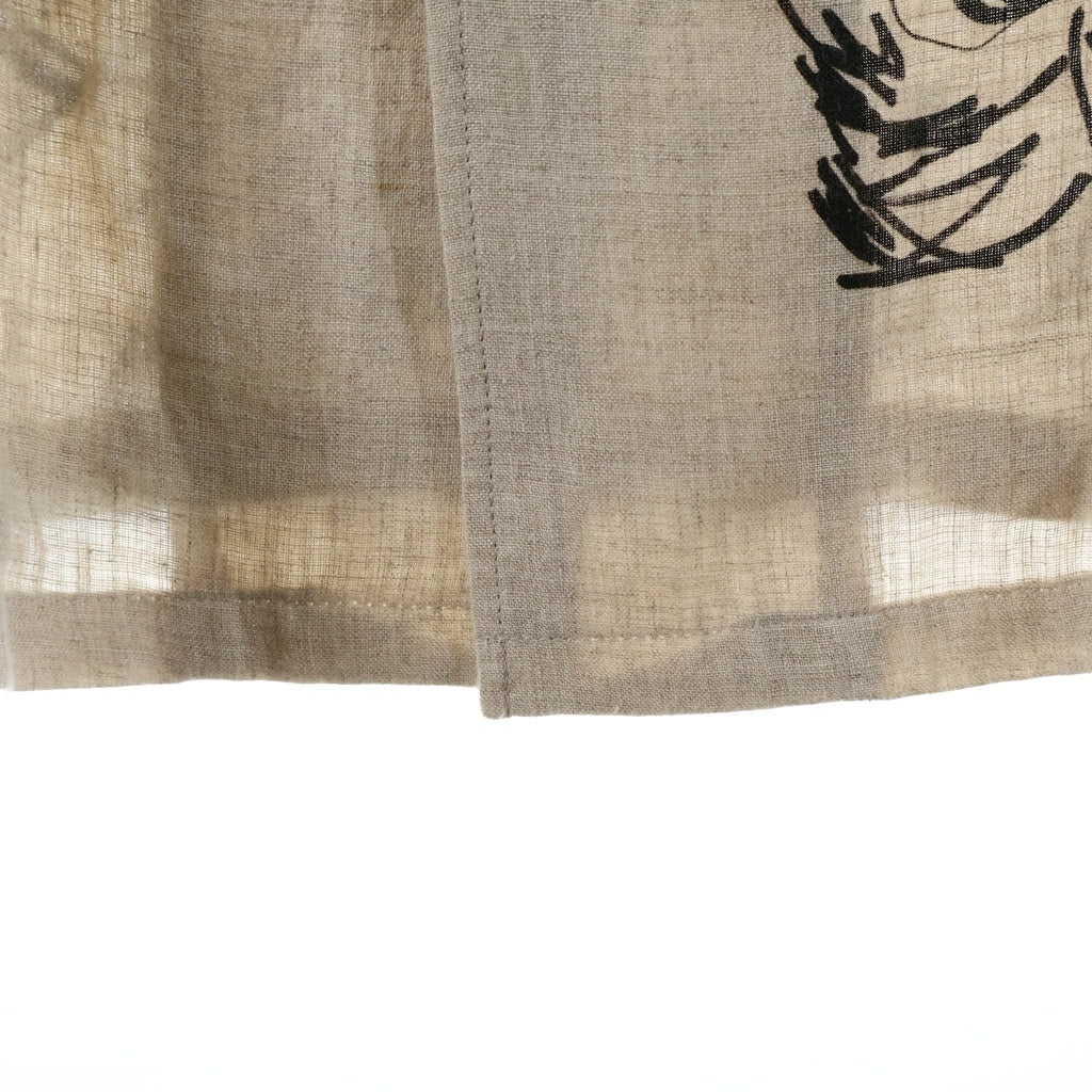 Yohji Yamamoto POUR HOMME(ヨウジヤマモト プールオム) 18SS 朝倉優佳 リネン 総柄 オーバーサイズ 長袖シャツジャケット ベージュ HW-B40-315
