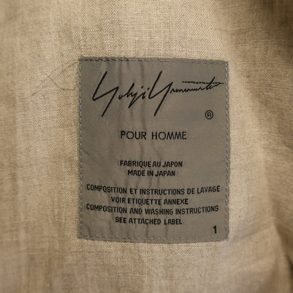 Yohji Yamamoto POUR HOMME(ヨウジヤマモト プールオム) 18SS 朝倉優佳 リネン 総柄 オーバーサイズ 長袖シャツジャケット ベージュ HW-B40-315