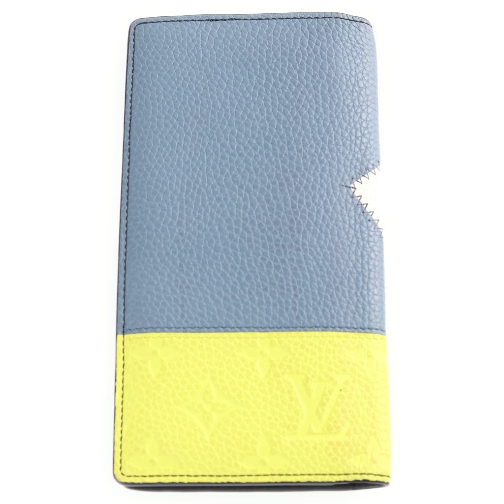 LOUIS VUITTON(ルイヴィトン) ポルトフォイユ ブラザ NM レザーウォレット 二つ折り財布 ブルー/イエロー M81440 RFID レディース