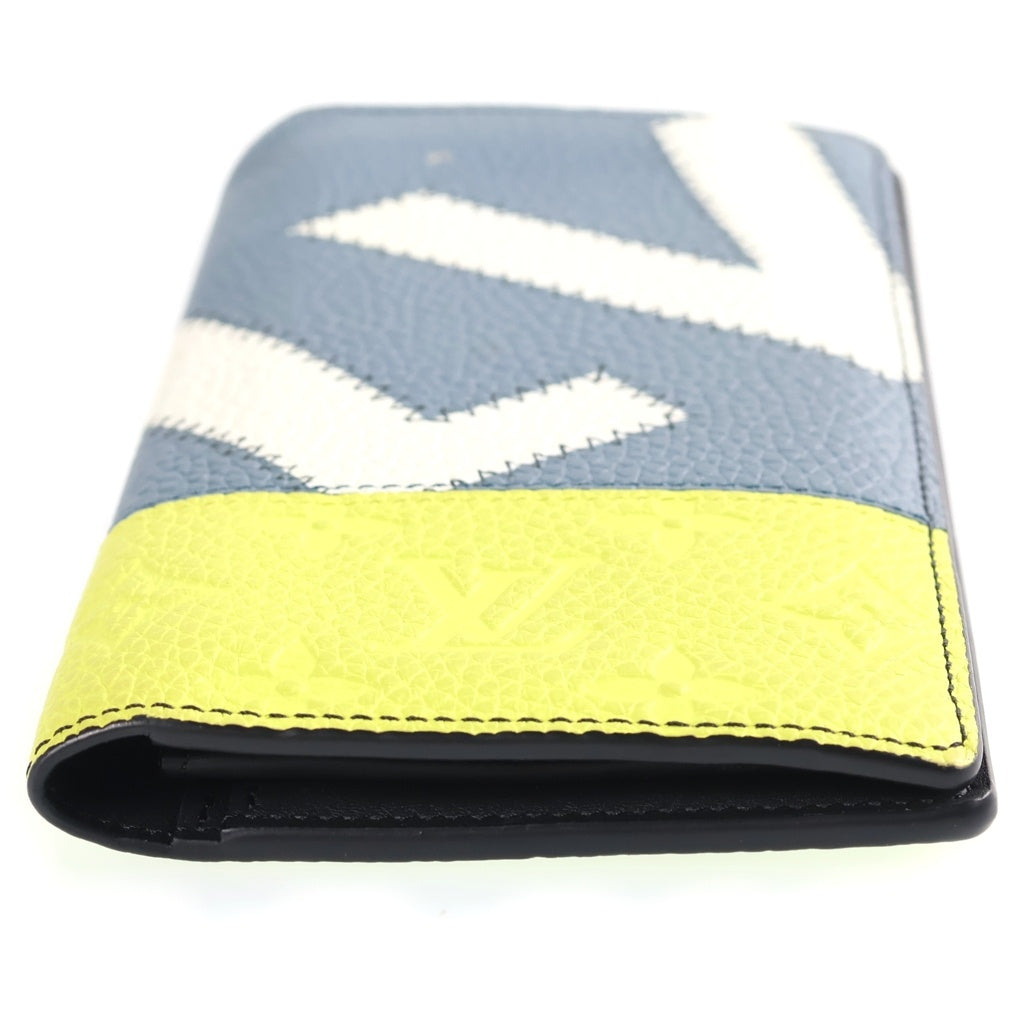 LOUIS VUITTON(ルイヴィトン) ポルトフォイユ ブラザ NM レザーウォレット 二つ折り財布 ブルー/イエロー M81440 RFID レディース