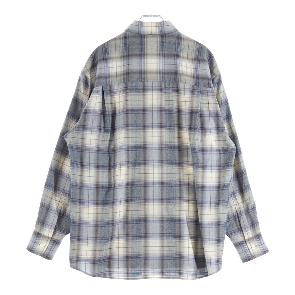 AURALEE(オーラリー) 23AW SUPER LIGHT WOOL CHECK SHIRT スーパーライト ウール レギュラーカラー 長袖チェックシャツ グレー/ベージュ A23ASO1LC