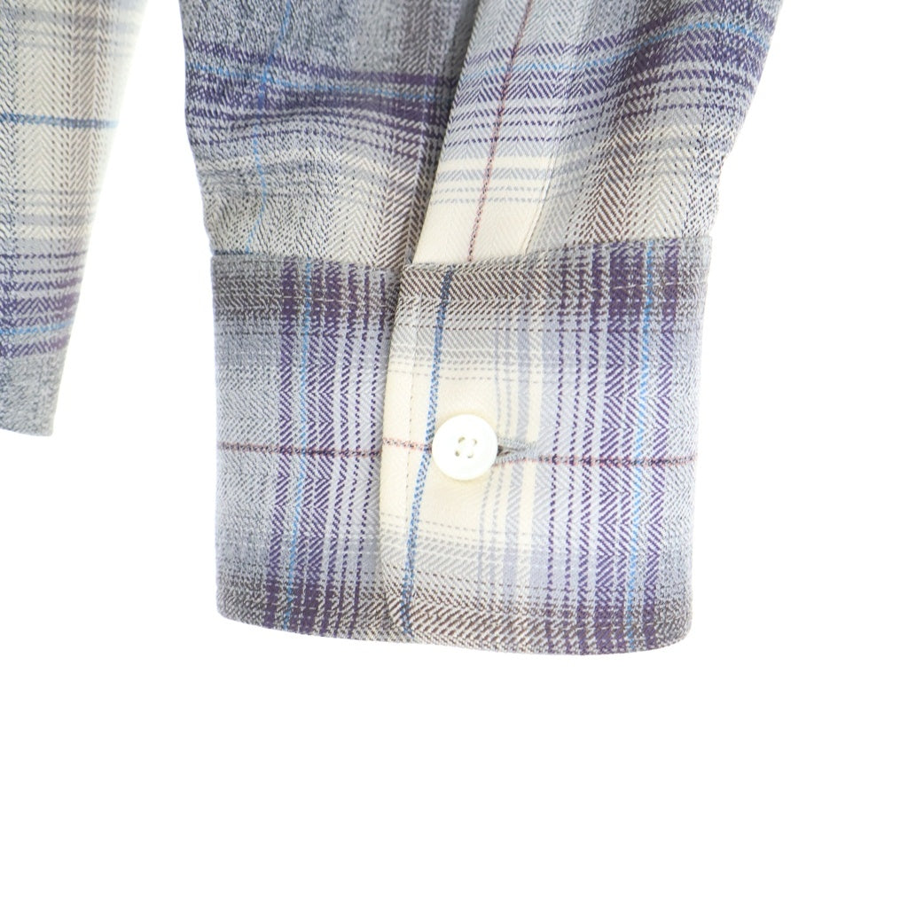 AURALEE(オーラリー) 23AW SUPER LIGHT WOOL CHECK SHIRT スーパーライト ウール レギュラーカラー 長袖チェックシャツ グレー/ベージュ A23ASO1LC