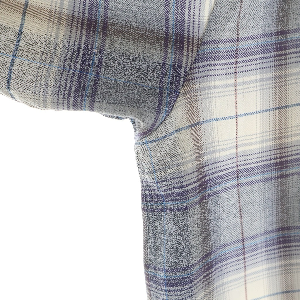 AURALEE(オーラリー) 23AW SUPER LIGHT WOOL CHECK SHIRT スーパーライト ウール レギュラーカラー 長袖チェックシャツ グレー/ベージュ A23ASO1LC