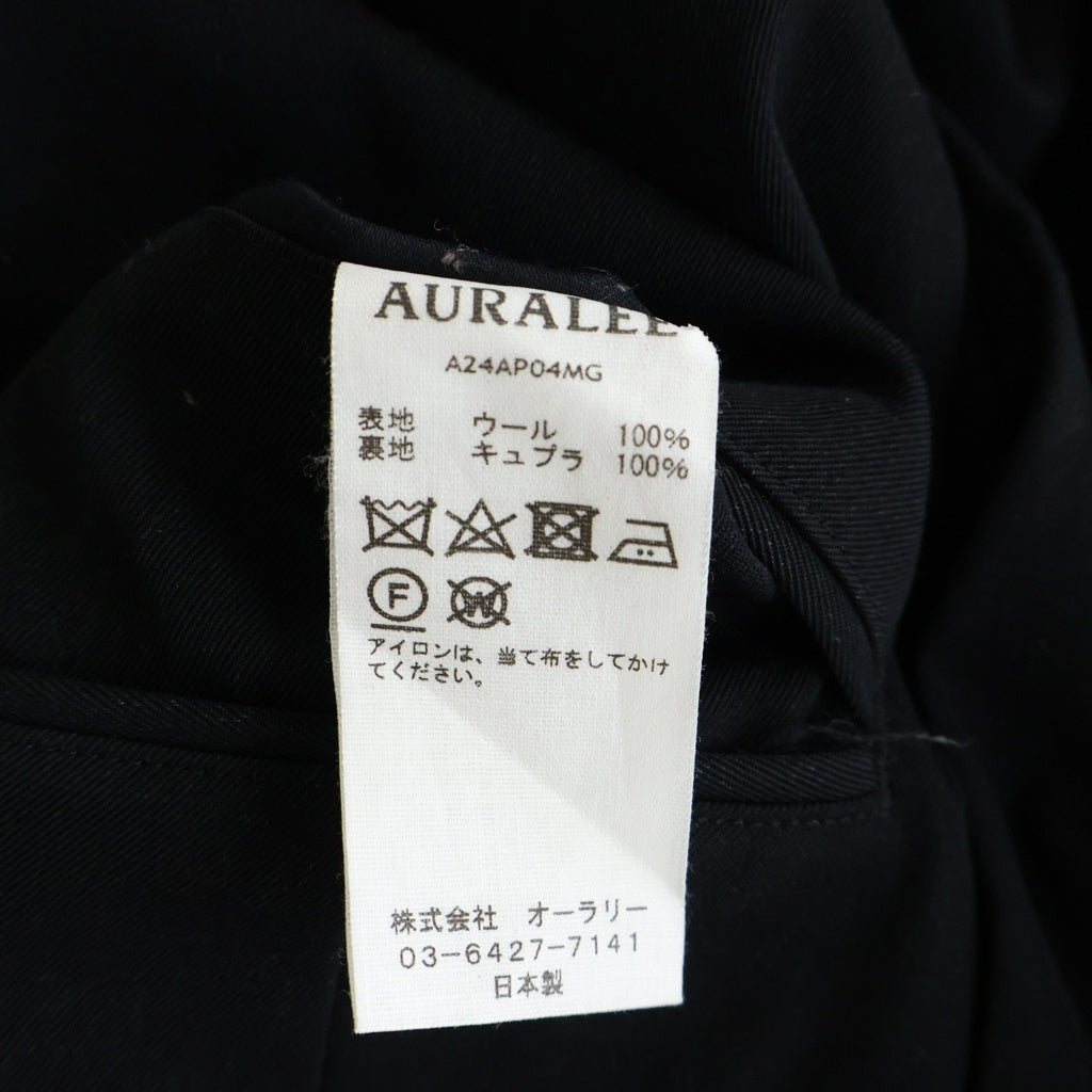 AURALEE(オーラリー) 24AW LIGHT WOOL MAX GABARDINE SLACKS ライトウールマックス ギャバジン 2タックスラックス ブラック A24AP04MG