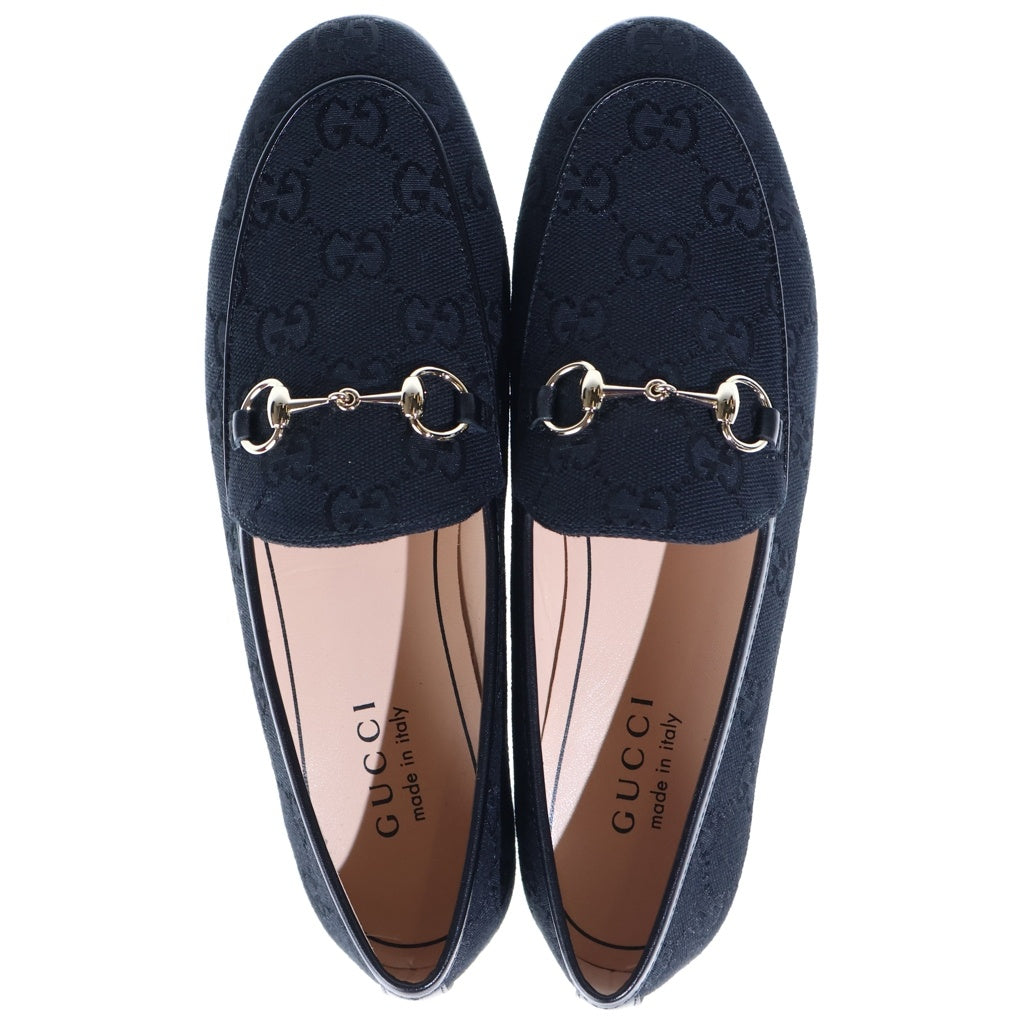 GUCCI(グッチ) 26SS JORDAAN ヨルダーン キャンバスGG ホースビット ローファーシューズ ブラック レディース 431467