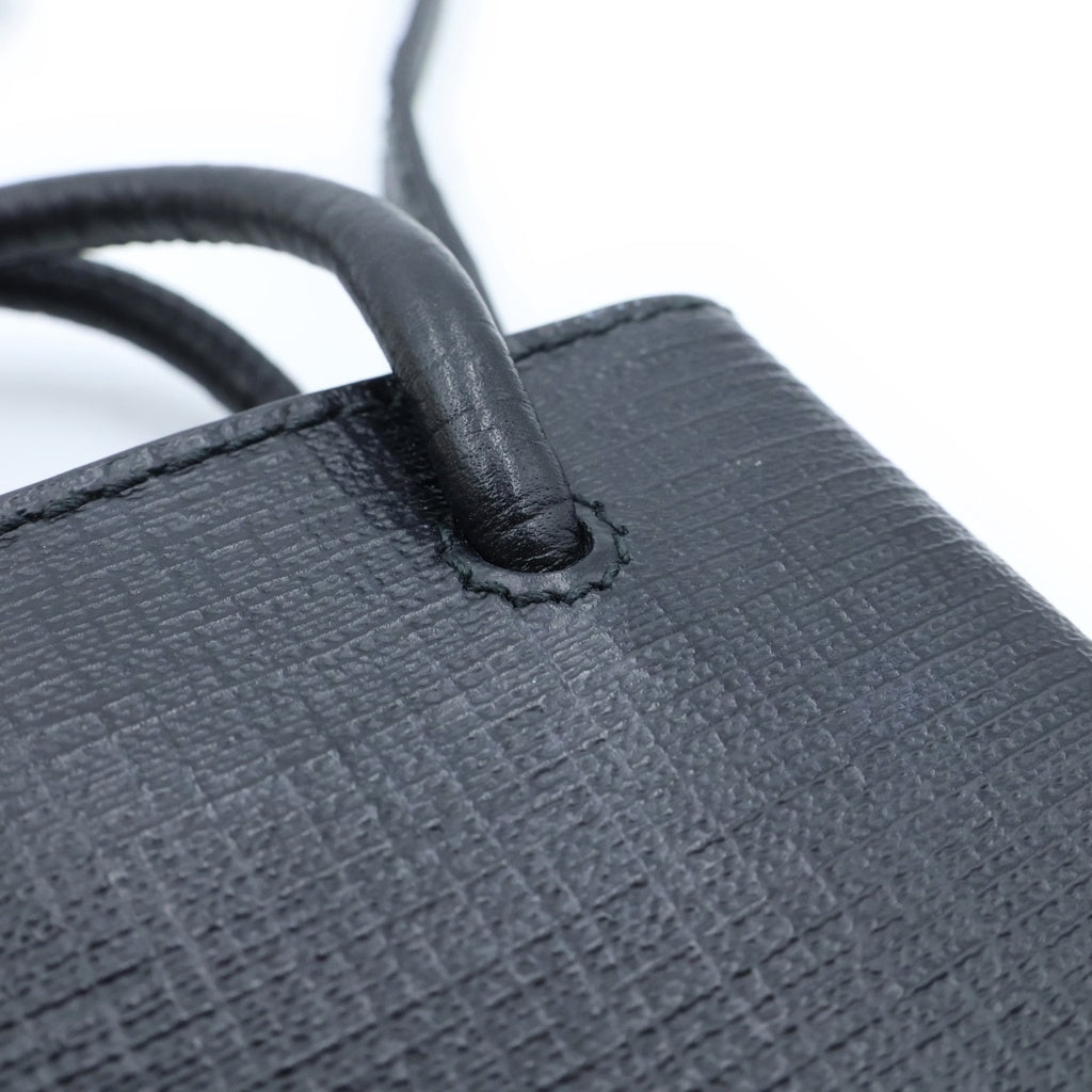 BALENCIAGA(バレンシアガ) SHOPPING PHONE HOLDER ショッピングフォンホルダー ロゴプリント レザーショルダーバッグ ハンドバッグ ブラック 593826