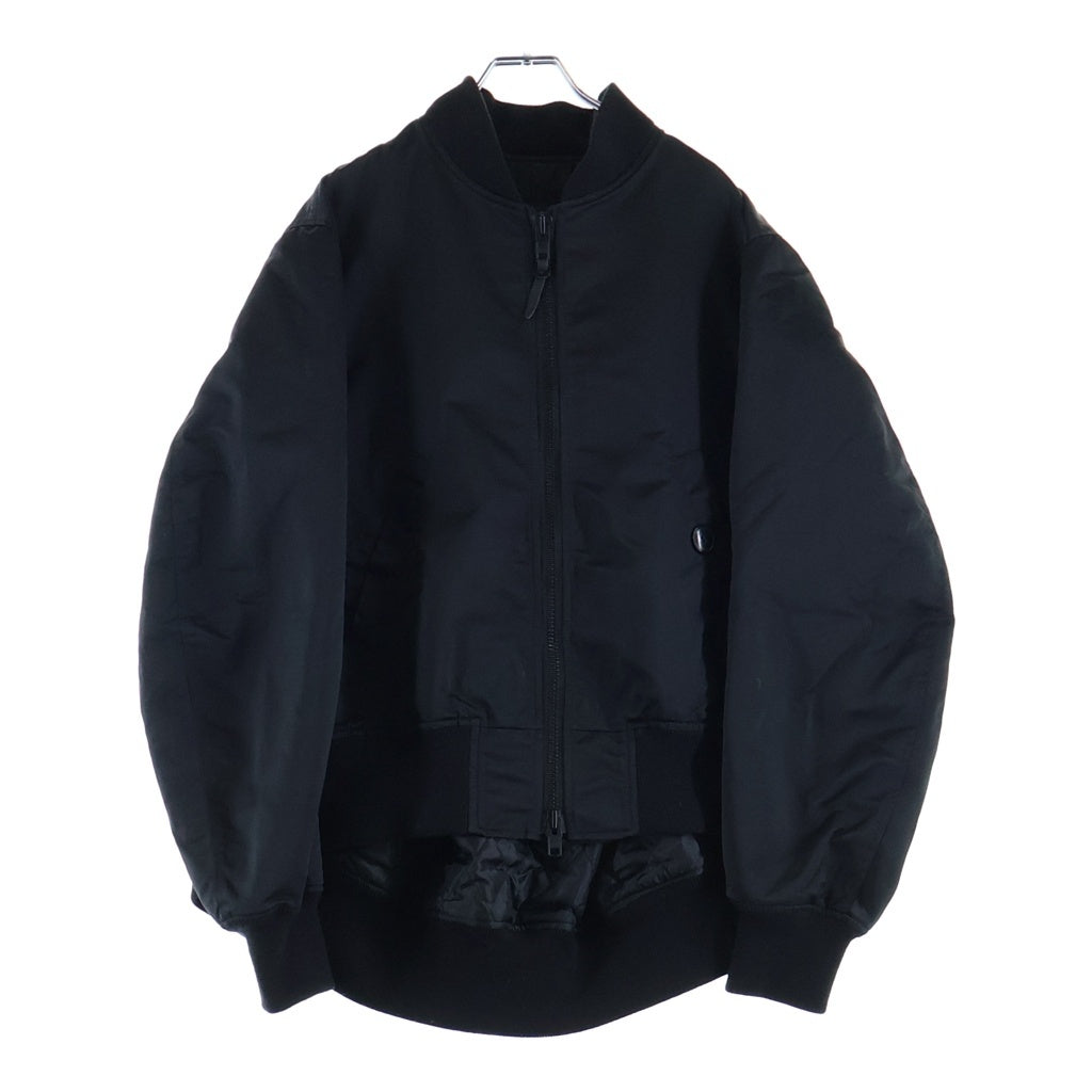 Yohji Yamamoto(ヨウジヤマモト) NY TWILL R-BACKSIDE FLARE BOMBER JACKET ナイロンツイル フレアボンバージャケット MA-1 ブラック FB-J91-501