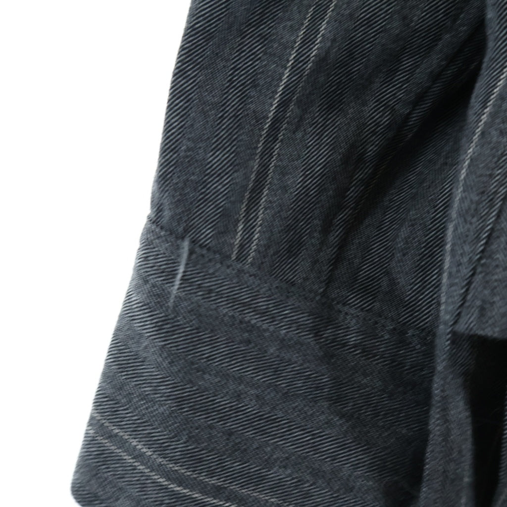 Y's(ワイズ) 24AW W/RY RANDOM HERRINGBONE DOUBLE COLLAR SHIRT オープンカラー ストライプ ヘリンボーン ダブルカラーレイヤードシャツ グレー YO-B03-108