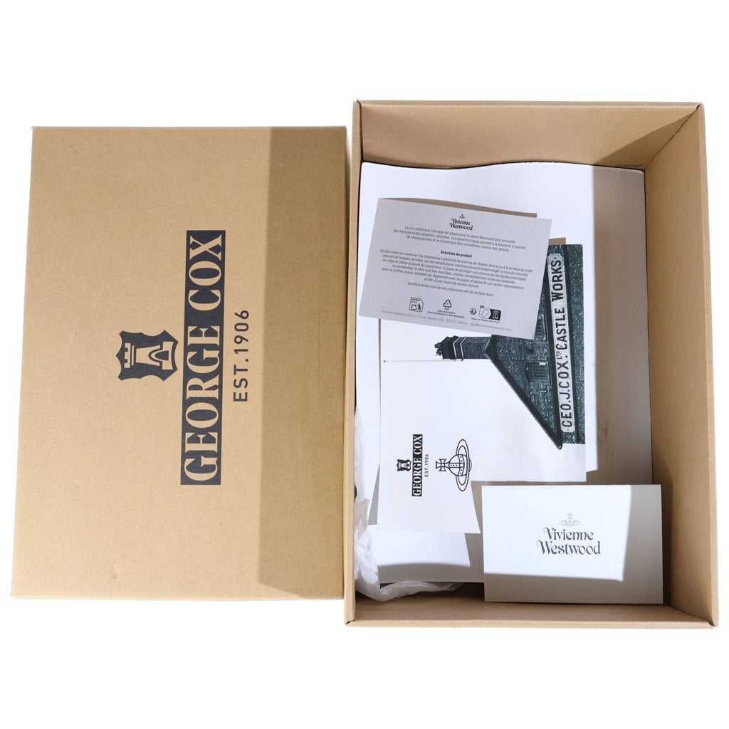 Vivienne Westwood(ヴィヴィアンウエストウッド) ×GEORGE COX POINT TOE MONK ジョージコックス ロゴベルト クレープソール ポイントトゥモンク レザードレスシューズ ブラック/ホワイト 72050015U