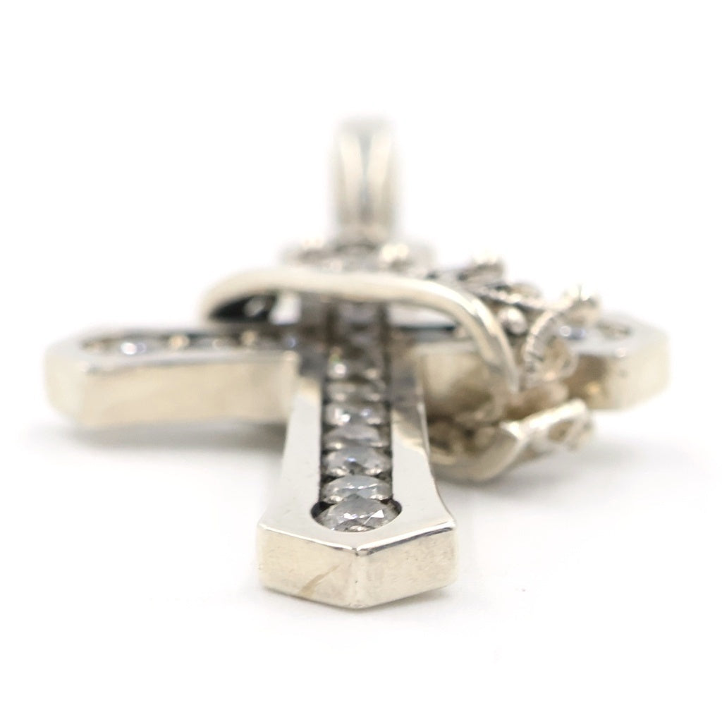 Justin Davis(ジャスティンデイヴィス) CROSS with CROWN/STONE クロスモチーフ クラウン ペンダントトップ シルバー