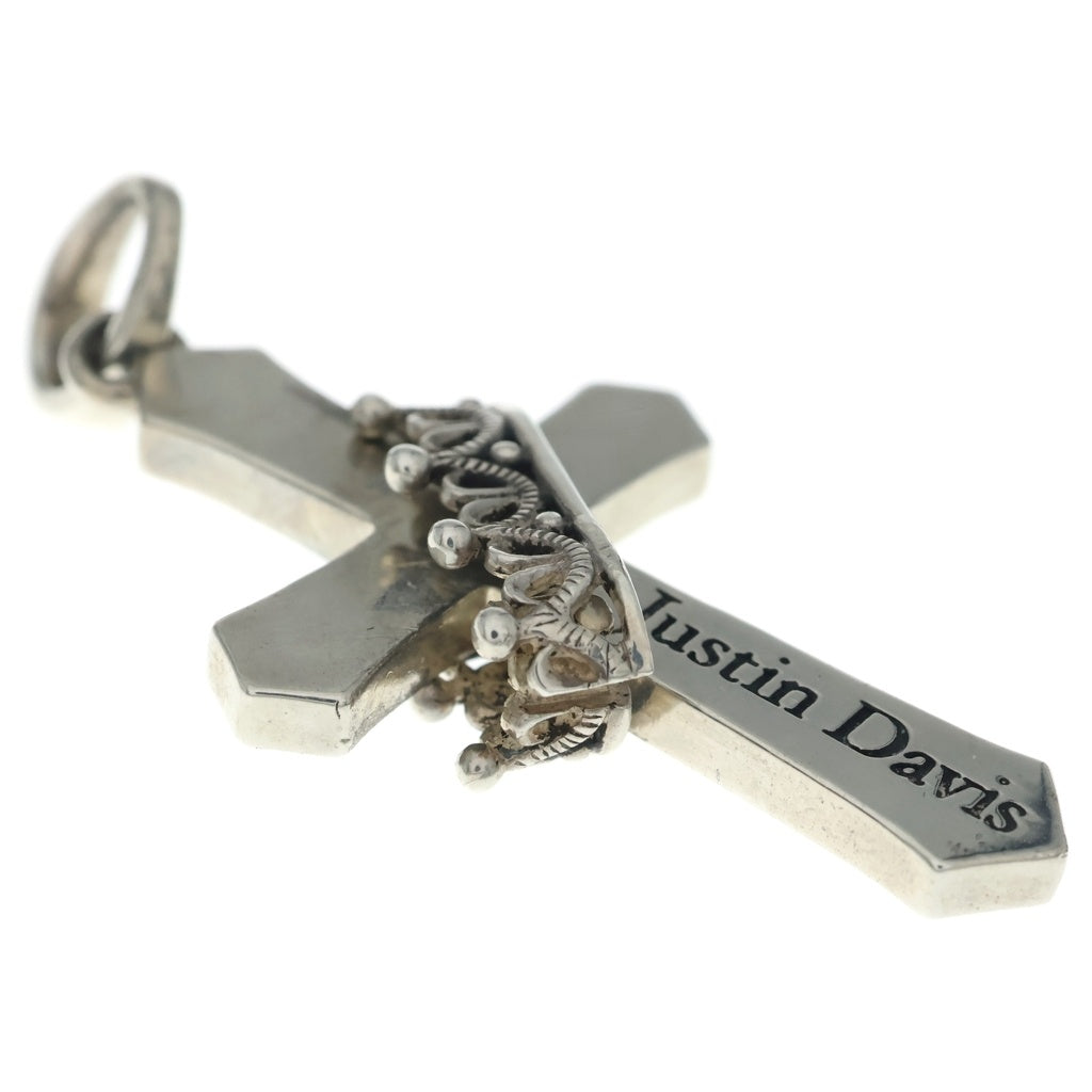 Justin Davis(ジャスティンデイヴィス) CROSS with CROWN/STONE クロスモチーフ クラウン ペンダントトップ シルバー