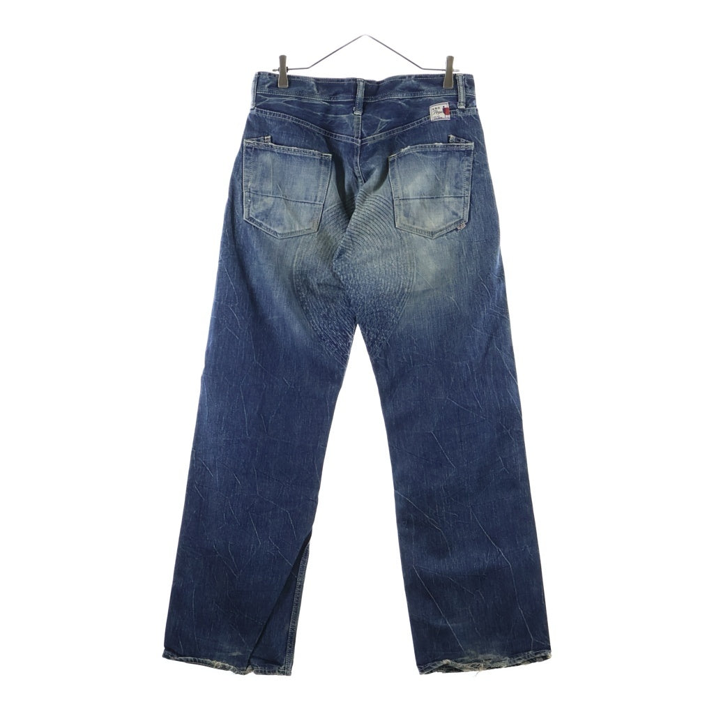 NO BRAND(ノーブランド) PRPS ピーアールピーエス 紫製品 パープルプロダクツ サークルステッチ ワイドデニムパンツ インディゴ