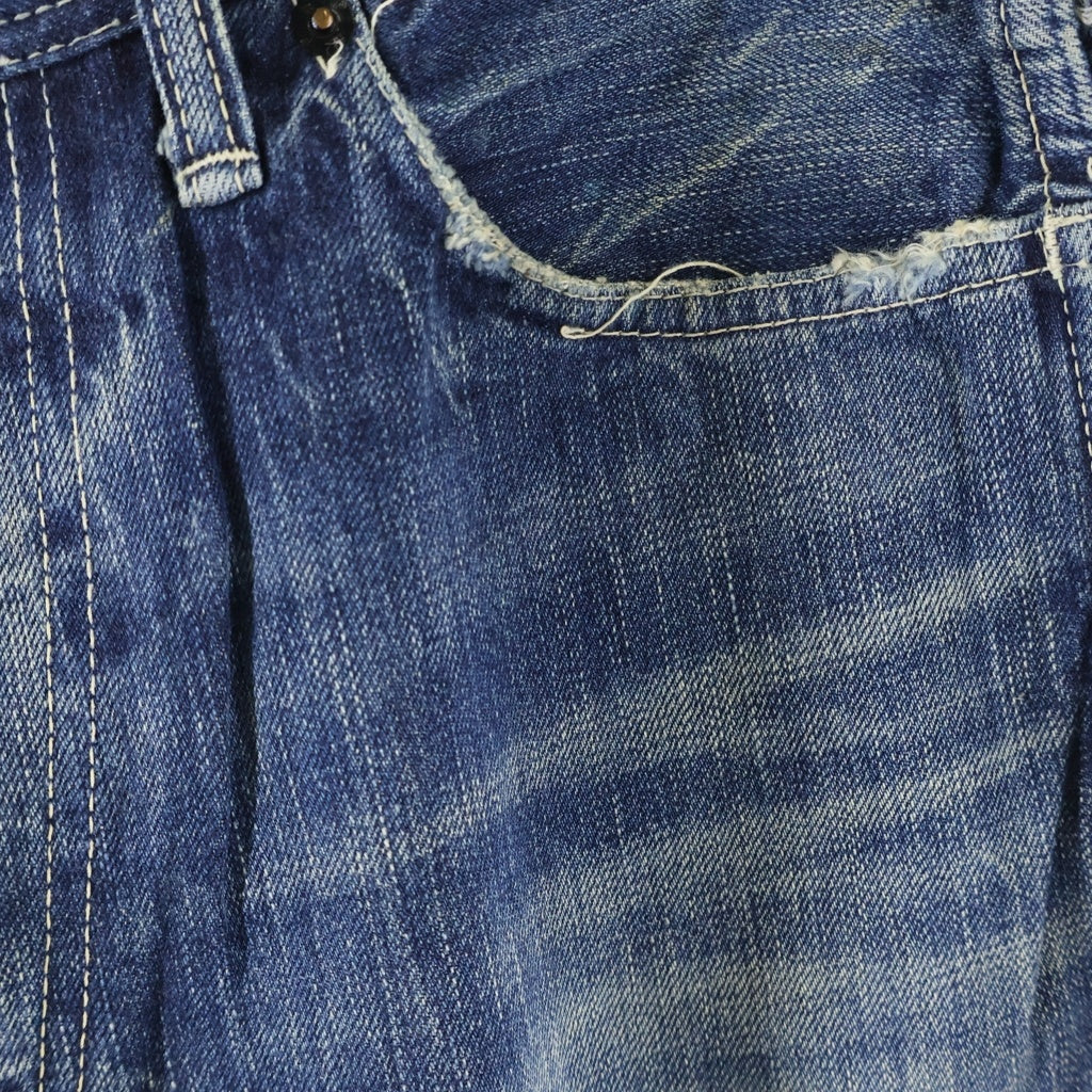 NO BRAND(ノーブランド) PRPS ピーアールピーエス 紫製品 パープルプロダクツ サークルステッチ ワイドデニムパンツ インディゴ