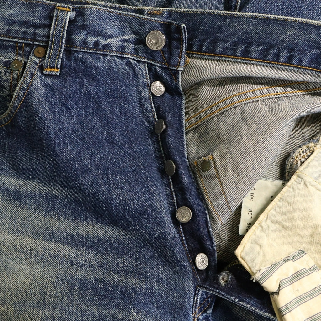 Levi's(リーバイス) 00S VINTAGE 501XX 復刻 USA製 BIGE ボタン裏555 バレンシア工場 ストレートデニムパンツ インディゴ 501-0003