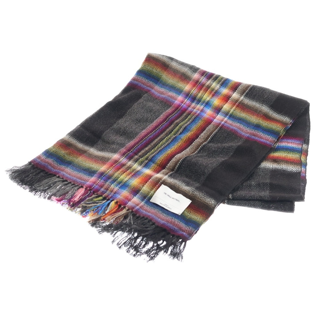 NO BRAND(ノーブランド) THE INOVE BROTHERS MULTI COLOURED SCARF イノウエブラザーズ アルパカ チェック 大判 スカーフ マフラー マルチカラー レディース