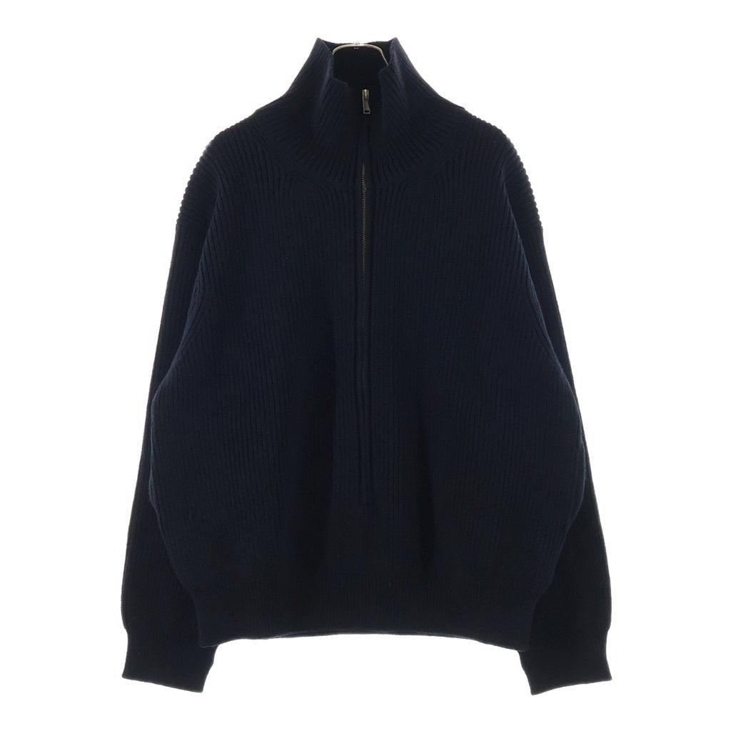 YOKE(ヨーク) 24AW 3/4 FRONT ZIP HIGHNECK RIB SWEATER フロントジップ ハイネック リブ ニットセーター ブラック YK24FW0829S