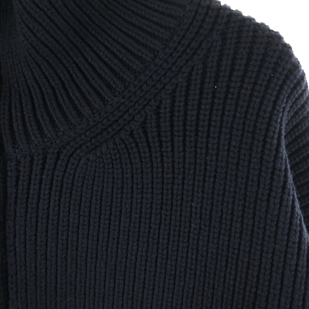 YOKE(ヨーク) 24AW 3/4 FRONT ZIP HIGHNECK RIB SWEATER フロントジップ ハイネック リブ ニットセーター ブラック YK24FW0829S