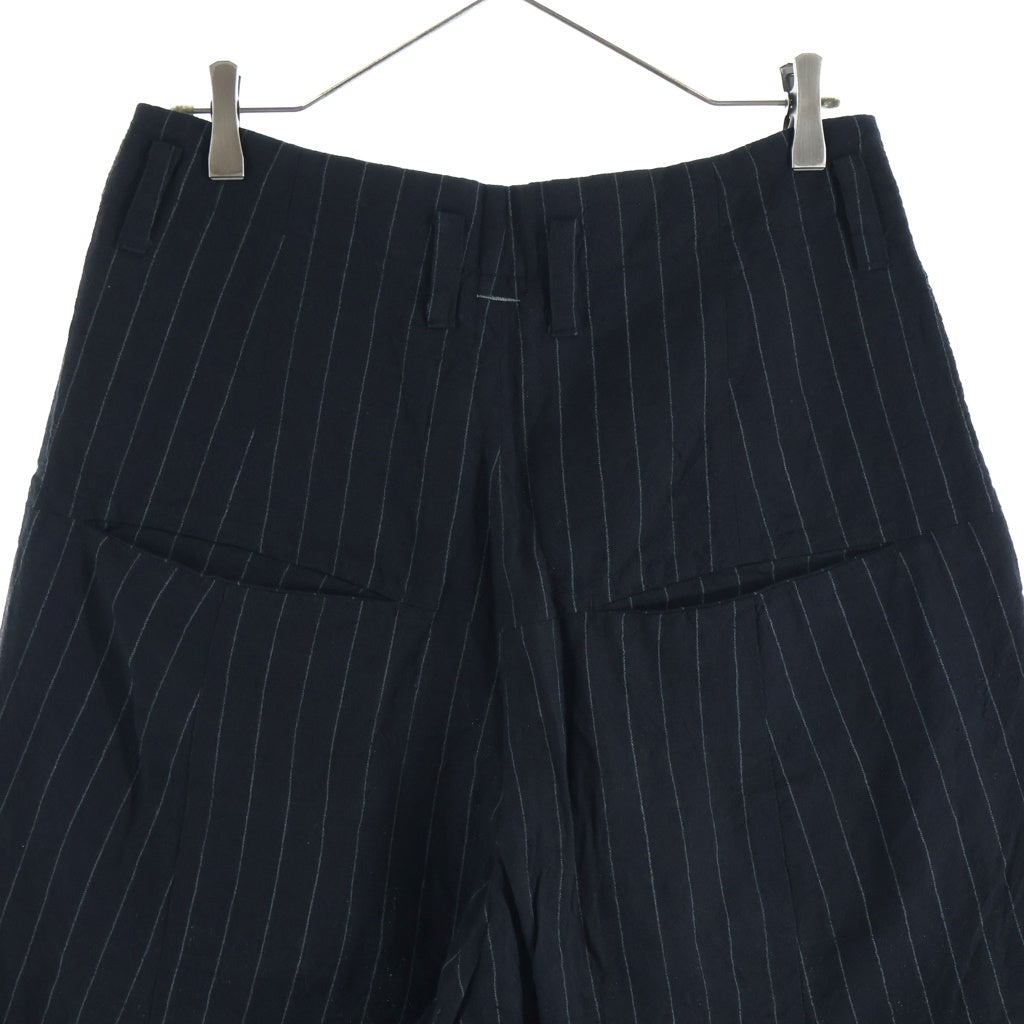 SHINYA KOZUKA(シンヤコズカ) 23SS BAGGY PIN STRIPE リネン ウール バギー ピンストライプ ワイドパンツ ブラック 2301SK53