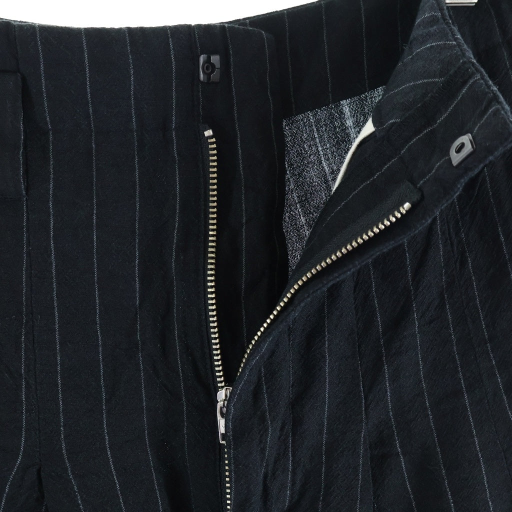 SHINYA KOZUKA(シンヤコズカ) 23SS BAGGY PIN STRIPE リネン ウール バギー ピンストライプ ワイドパンツ ブラック 2301SK53