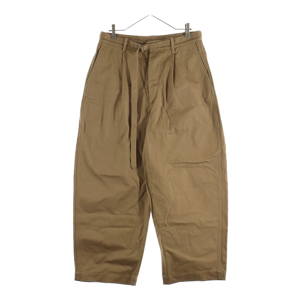 blurhms(ブラームス) 23AW Belted Chinos 1タック ボタンフライ ベルテッドチノ パンツ ブラウン BHS23F024
