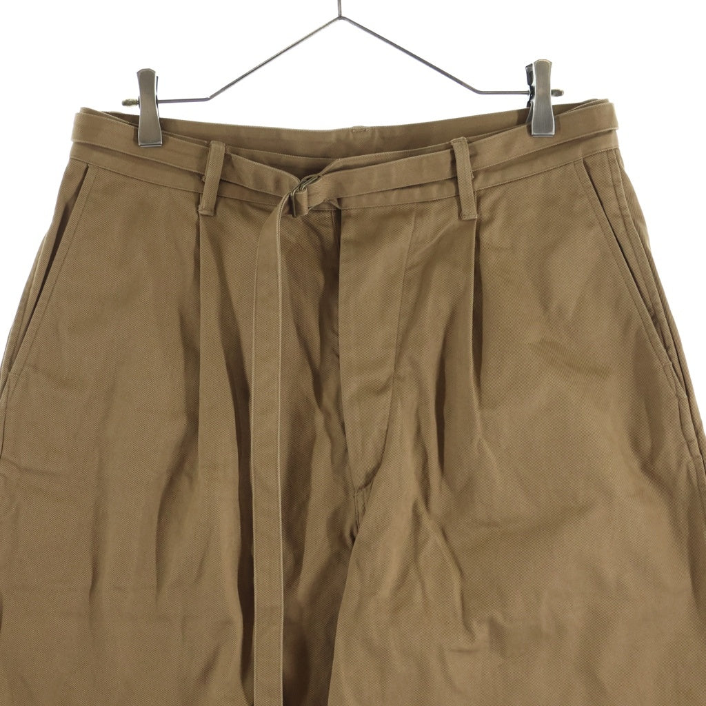blurhms(ブラームス) 23AW Belted Chinos 1タック ボタンフライ ベルテッドチノ パンツ ブラウン BHS23F024