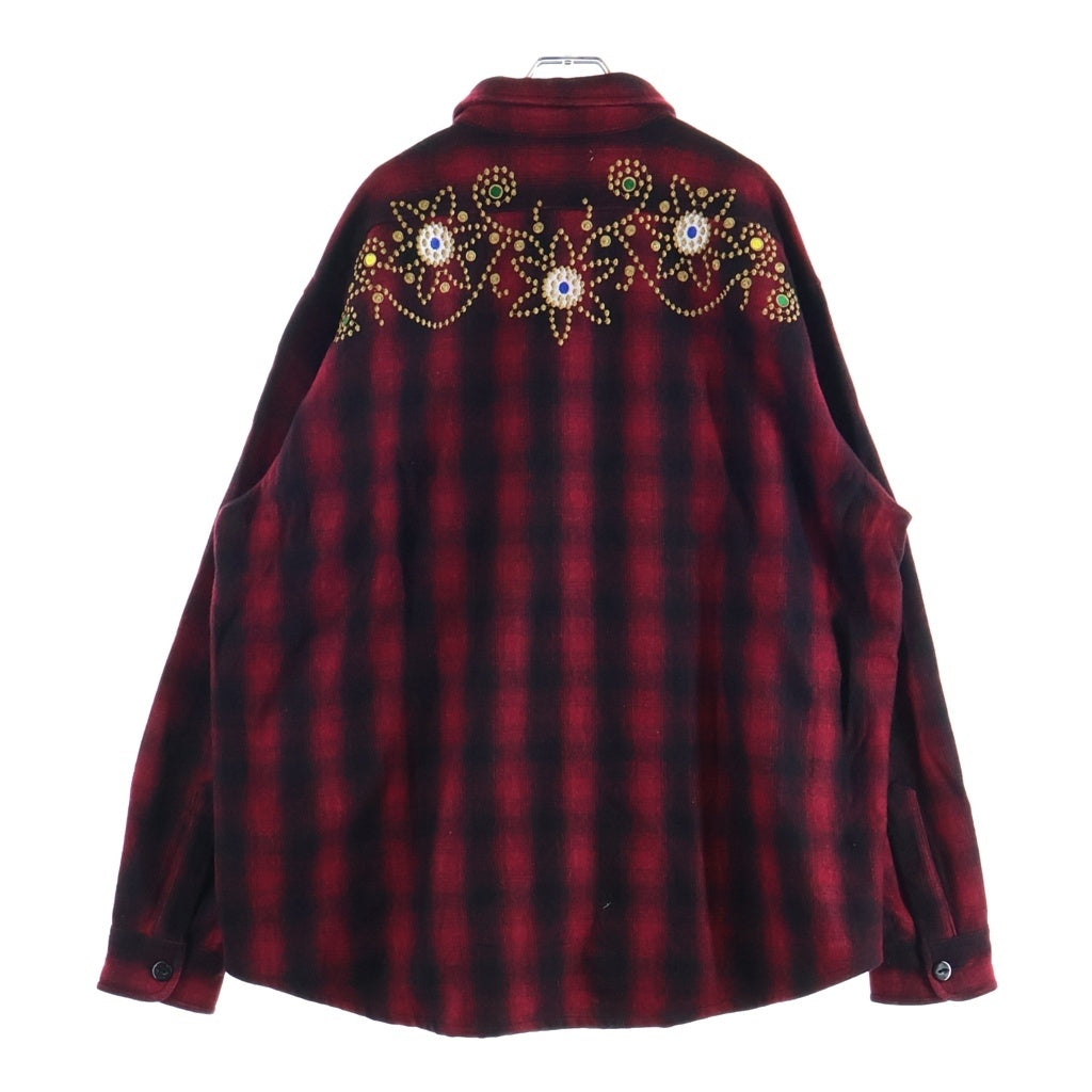MAYO(メイヨー) 24AW WOOL EMBROIDERY CHECK SHIRT JACKET ウール チェック柄 エンブロイダリー 長袖シャツジャケット レッド 24MY-SSHJK01