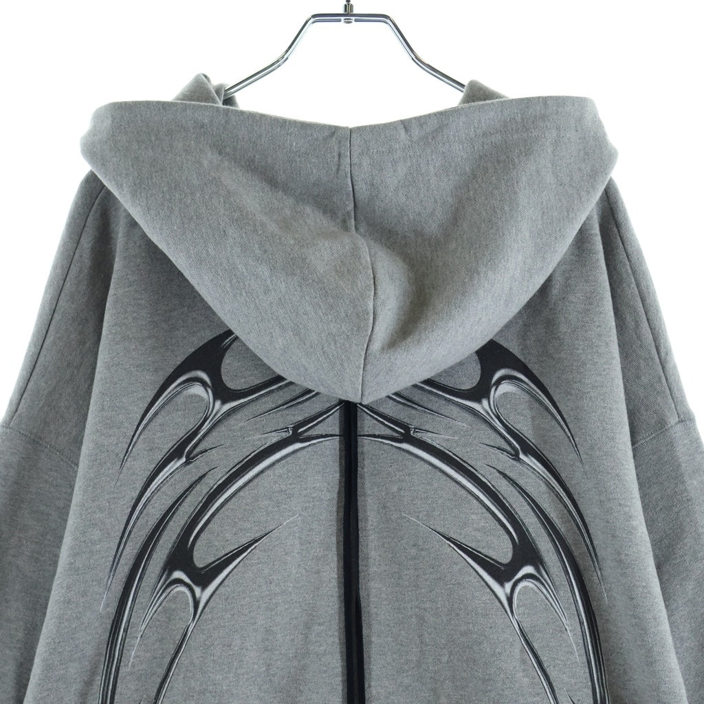 MINDSEEKER(マインドシーカー) TRIBAL LOGO ZIP UP HOODIE トライバル ロゴ スウェット 両面プリント ジップアップパーカー グレー
