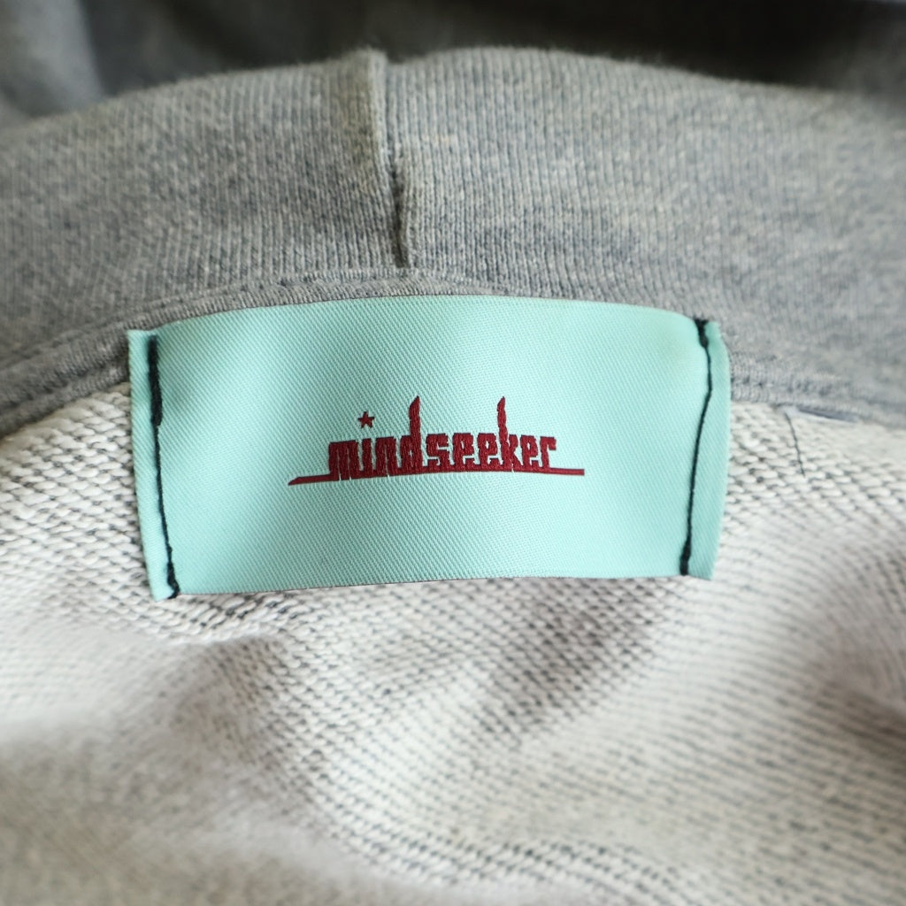 MINDSEEKER(マインドシーカー) TRIBAL LOGO ZIP UP HOODIE トライバル ロゴ スウェット 両面プリント ジップアップパーカー グレー