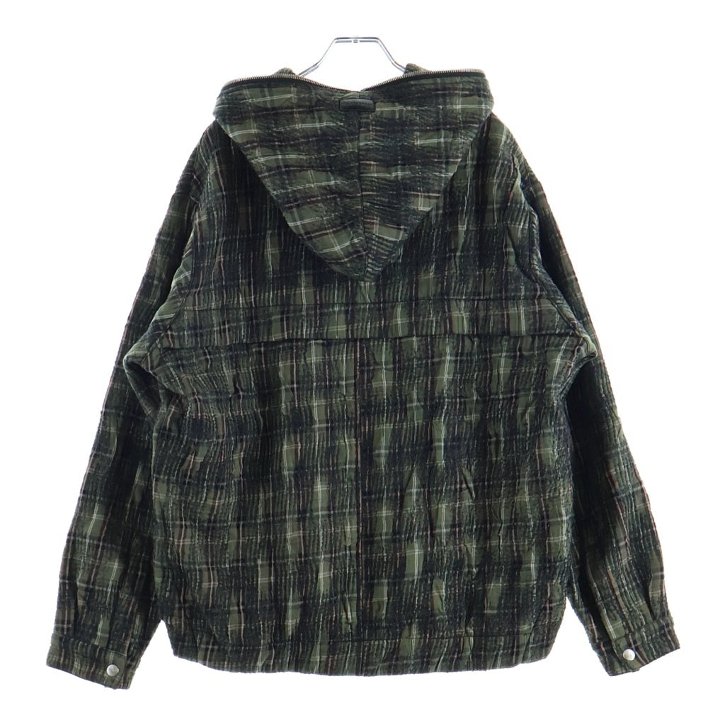 A.F ARTEFACT(エーエフアーティファクト) 25AW NEEDLE PUNCH PLAID FABRIC ZIPPER ニードルパンチ プレイド ファブリック コットン チェック柄 ジップアップフーディ グリーン
