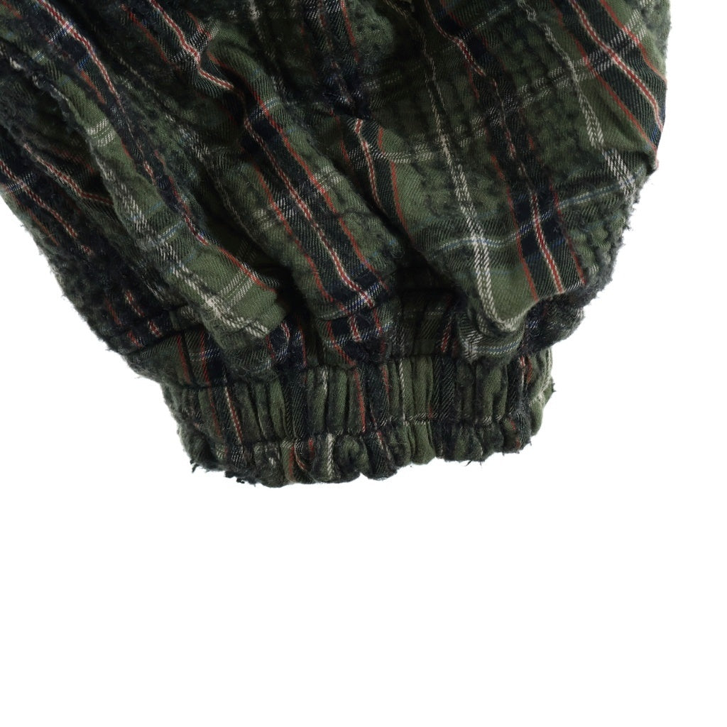 A.F ARTEFACT(エーエフアーティファクト) 25AW NEEDLE PUNCH PLAID FABRIC PANTS ニードルパンチ プレイド ファブリック コットン チェック柄 ワイドパンツ グリーン