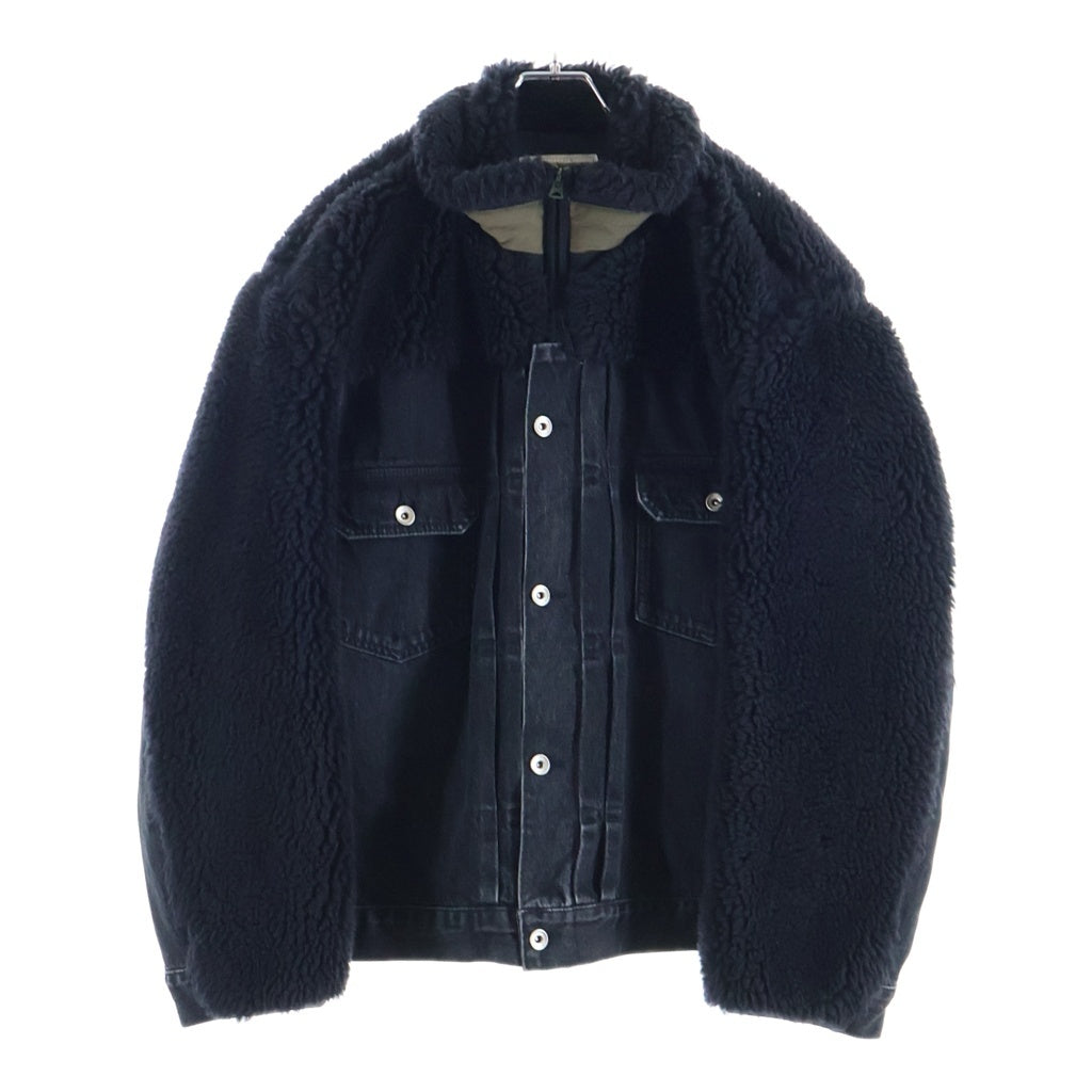 Sacai(サカイ) 23AW FAUX SHEARLING DENIM BLOUSON ファーシアリング 切替デザイン デニムジャケット ブルゾン ブラック 23-03221M